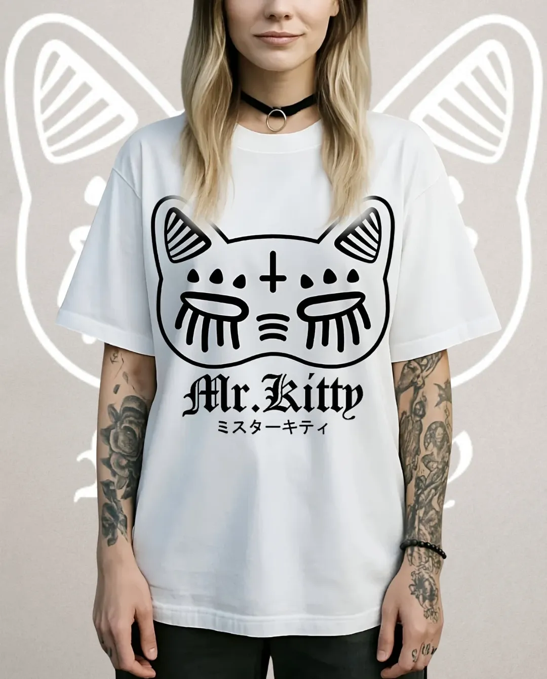 Футболка біла Mr. Kitty Mask