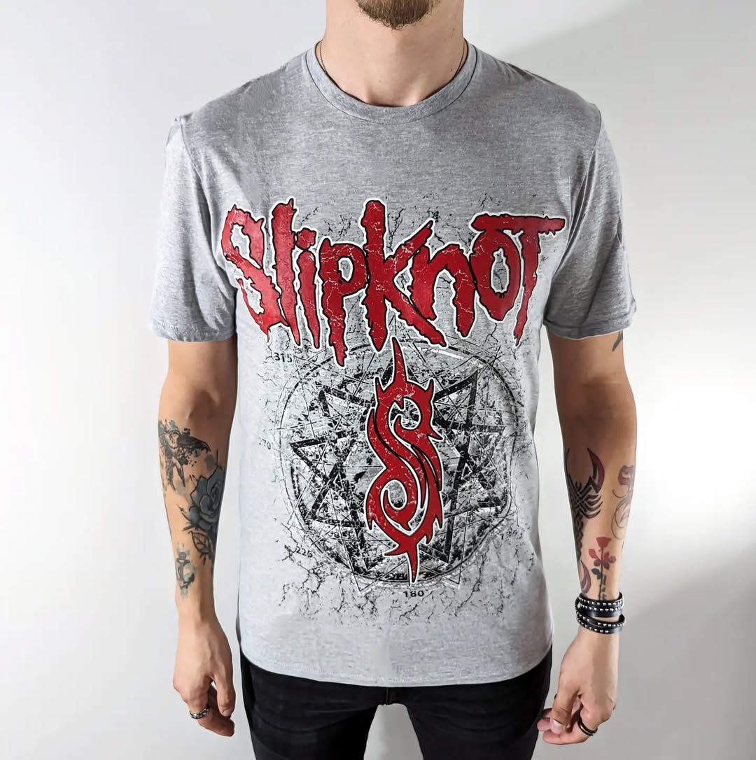 Футболка Slipknot сіра з червоним написом
